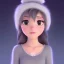 Placeholder: girl, Christmas hat on head, looking forward, anime art, cold weather, gray furry clothes,anime key visual of elegant young female