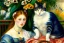 Placeholder: Two cats on a terrace. Auguste Renoir. Perfekt eyes with perfect iris.