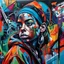 Placeholder: A bold, graffiti-style portrait of an individual surrounded by expressive, street art-inspired elements, including vibrant colors, dynamic brushstrokes, and urban motifs, encapsulating the subject's unique personality and connection to their city's cultural scene.