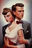 Placeholder: american dream portrait hansome man and a robot wife1950s