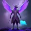 Placeholder: purple mythical creature in galaxy, teal and purple smoke, detailed, realistic, 4k