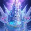 Placeholder: cristal angelic castle crystalline, blue,pink , cosmic, opalescent, gemstones, crystals, other worldly,water,bright, ice background, snow lake blue