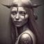 Placeholder: a cute smiling girl looking like a pirate with a tattoo in her face, michelangelo style, steam punk, scary, horror, realistic, made in octane, cinematic, ultra-realistic, extremely detailed octane rendering, 8K, VRAY Super Real ar 2:3, dof photorealistic futuristic 50mm lens hard lighting dark gray tintype photograph, realistic lighting, sephia colors