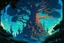Placeholder: retro anime style, full color, dark serious 1980s anime style, a elf city in a giant tree, no humans, no people