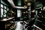 Placeholder: luxurious european beauty salon space in fashion photography style, with the color palette of black, light green and golde and cozy ambience