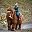 Placeholder: Greta Thunberg riding her woolly mammoth.