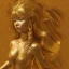 Placeholder: hitomi tanaka, highly realistic, highly detailed, golden statue