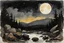 Placeholder: Night, mountains, rocks, gothic horror films influence, winslow homer watercolor paintings