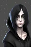 Placeholder: halfelf; mage; 1.70m; mask black; delicate facial; long black hair; black eyes, pale skin; depression; black clothes; black boots; hoodie; wand; black coven-background; bangs hair; potions; avatar;