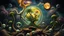 Placeholder: Hieronymus Bosch style nightmares plants in the galaxy , the plant earth globe, crystal balls