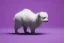 Placeholder: A photo of a white fur monster standing in a purple room