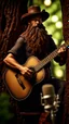 Placeholder: portrait of hairy rock guitar ninja sweet cucumber cowboy living inside a tree house in a hollow huge tree growing light bulbs, singing into ornate studio mic,bokeh like f/0.8, tilt-shift lens 8k, high detail, smooth render, down-light, unreal engine, prize winning