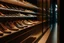 Placeholder: showcase of a shoe store in Spain, front view, warm light, close-up