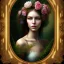 Placeholder: romantic fantasy spray painting, portrait of painter, foliage frame