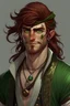 Placeholder: pirate nereid male with dark auburn and green hair