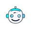Placeholder: AI LOGO Robot simple, winking face happy