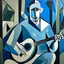 Placeholder: picasso man met gitaar blauw cubisme