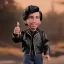 Placeholder: wide view young Fonz with black hair greaser figure doll 1985 (thumbs-up) (face) Forehead grin, fonzarelli, ((arnold's drive-in)) fonzie