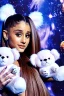 Placeholder: Ariana Grande in space with fluffy teddy bears