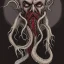 Placeholder: Cthulhu with white skin and a beard made of fleshy tentacles as a Russian Orthodox nosferatu vampire