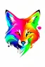 Placeholder: high quality, logo style, Watercolor, powerful colorful fox face logo facing CAT WITH DOG, no black ground, vector, 4k