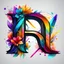 Placeholder: Creative sketches of the letter N with digital art element, bold letter color, clear precise drawing, flowers by the letter, Magic, image composed of refracted partitions with bands of bold ink lines, colorful brush strokes, high quality. 4k