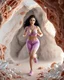 Placeholder: make a picture pretty crystal cave covered with jwellary and 3d recursive cubic and sphere base pearls and a beautiful goddess lady with cute,curvy hair,makeup, in pretty sports suit with jewels is running inside cave ,dynamic camera fallow her inside cave capturing full body, dynamic lights.