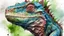 Placeholder: dnd, fantasy, watercolour, humongous strokes, stylistic, portrait, illustration, furry, lizard, personable face