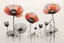 Placeholder: Minimalist ink pencil and charcoal drawing of poppies