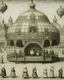 Placeholder: A light gray Russian like carnival with mechanical rides designed in Matryoshka dolls painted by Albert Pinkham Ryder