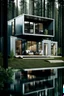 Placeholder: Medium sized, modern house in the woods made from shipping containers, photorealistic