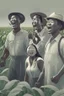 Placeholder: a asian, black, white, latino group of farmers singing in the farming field