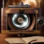 Placeholder: movie projector in steampunk style 18th century photo realistic