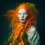 Placeholder: Undressed Pale old witch portrait, orange hair made of carrots and other vegetables, mold skin, style - professional_studio light