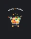 Placeholder: A beautiful design with a shopping cart in the middle filled with supermarket products and the words (toranj plus market) at the top of the image as a logo in a white, orange, and red color theme.