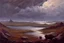 Placeholder: Cloudy day, distant city, lake, rocks, 2000's sci-fi movies influence, friedrich eckenfelder, and pieter franciscus dierckx impressionism paintings