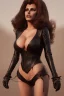 Placeholder: Raquel Welch as evil queen in black leather, leather, busty, cleavage, angry, stern look. character design by cory loftis, fenghua zhong, ryohei hase, ismail inceoglu and ruan jia. unreal engine 5, artistic lighting, highly detailed, photorealistic, fantasy