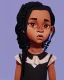 Placeholder: Portrait of a sweet black toddler witch girl with long black curly hair