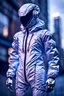 Placeholder: Hyper-detailed photography, A revolutionary cyborg robot is modelling a windbreaker jacket, full body visible, focus on the high-end material, limited edition, matte finish, puffed up air pockets, cinematic effect ,smart focus, 12k