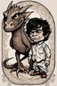 Placeholder: portrait of an odd but strangely beautiful yet odd little humanoid creature named Herve Villechaize in the role of "Tyrion Lannister" from "Game of Thrones" with a dragon in the background Modifiers: very cute Norman Rockwell style of Bobby Chiu style of Chris Ryniak