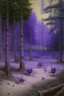 Placeholder: A purple forest with insects painted by Leonardo da Vinci