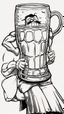 Placeholder: Captain Crunch holding a large glass beer mug