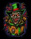 Placeholder: Scary Jack in the box tattoo design, traditional tattoo style, t-shirt design, fantasy art, digital painting, clean dark background, 8K