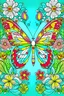 Placeholder: the cover for coloring book ,Easy Patterns , butterfly with flowers ,color