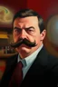 Placeholder: Fat hawkeye burguese mustache at the casino oil canvas.