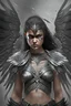 Placeholder: fierce female warrior angel with black wings