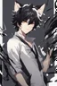 Placeholder: A male anime man with messy black hair, black cat ears.