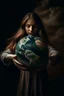 Placeholder: a woman holding up the earth like Atlas