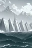 Placeholder: A cliff by the sea, greyscale