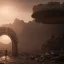 Placeholder: stargate, alien landscape, 4k, 8k, highly detailed, cinematic, ultra photorealistic, ultra realistic, volumetric lighting, gloomy, nighttime